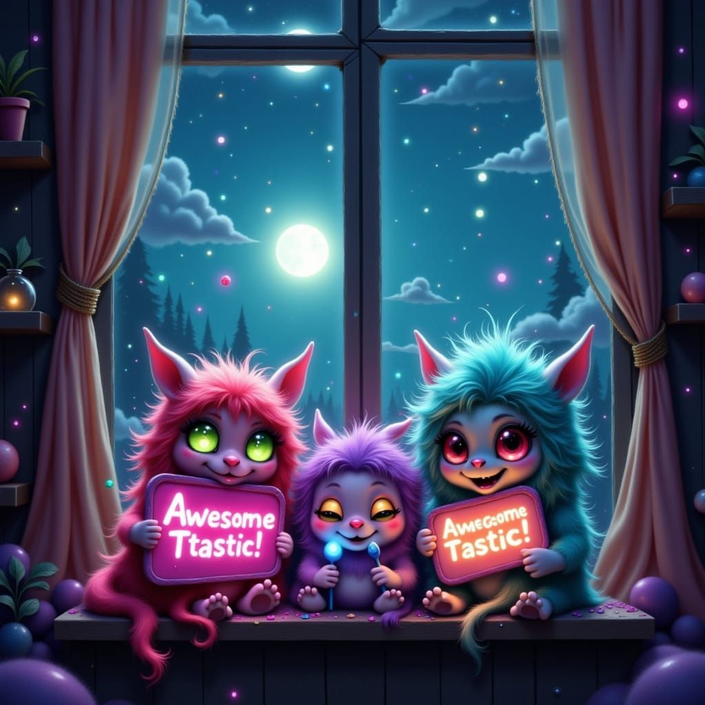 Whimsical Monsters Display AwesomeTastic Signs in Fantasy Ni...