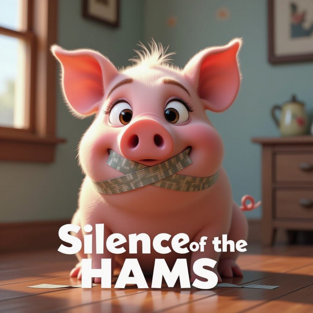 3D Pixar Pig Muzzled With Duct Tape