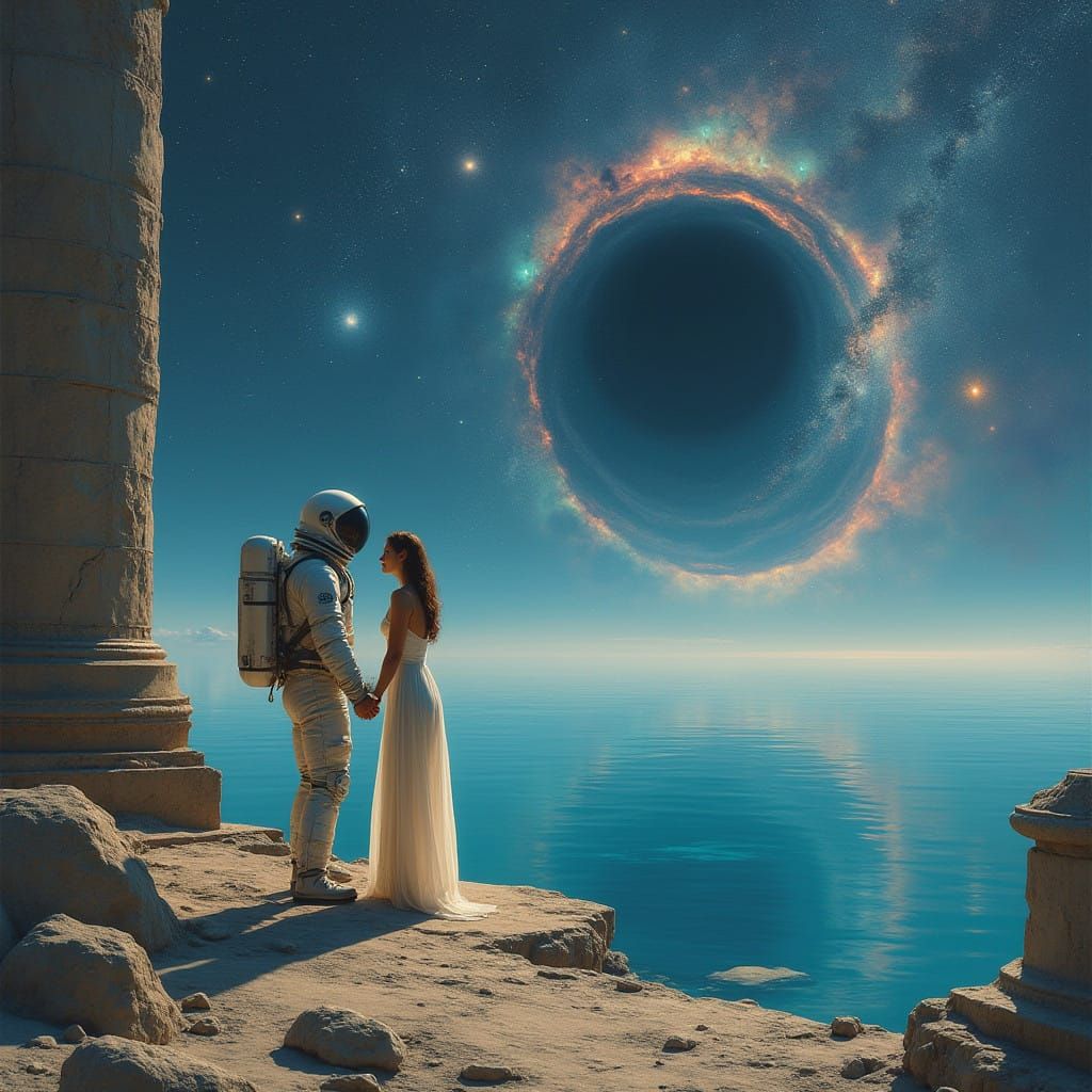 Starry Nighttime Romance at Ancient Ruins