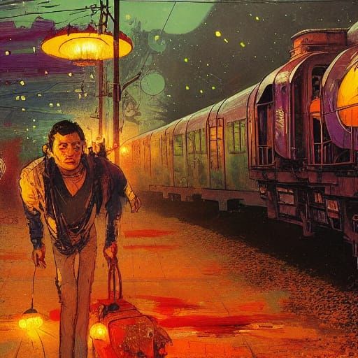 Runaway Train in Neo-Impressionist Style