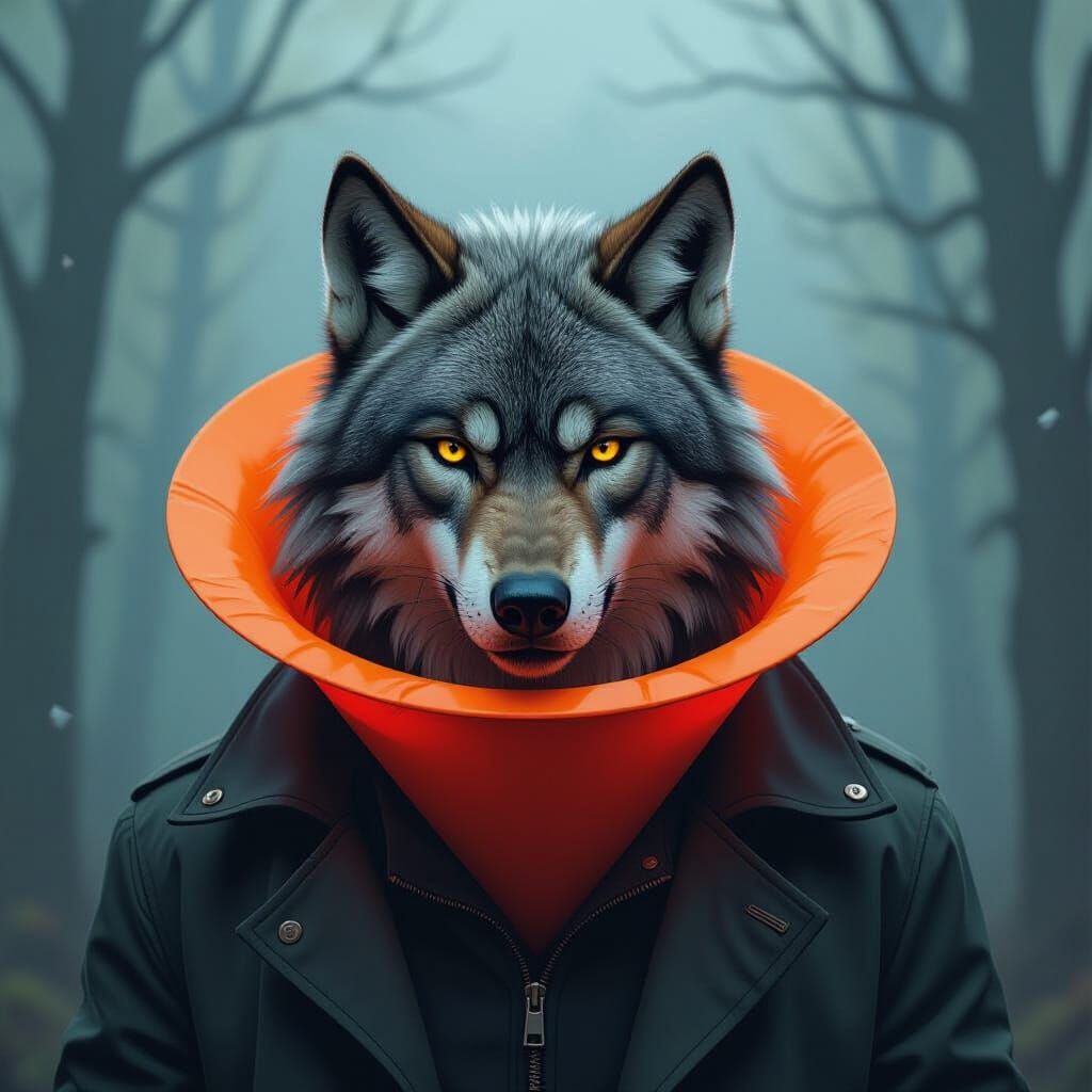 Werewolf's Cone of Shame in Detailed Digital Painting