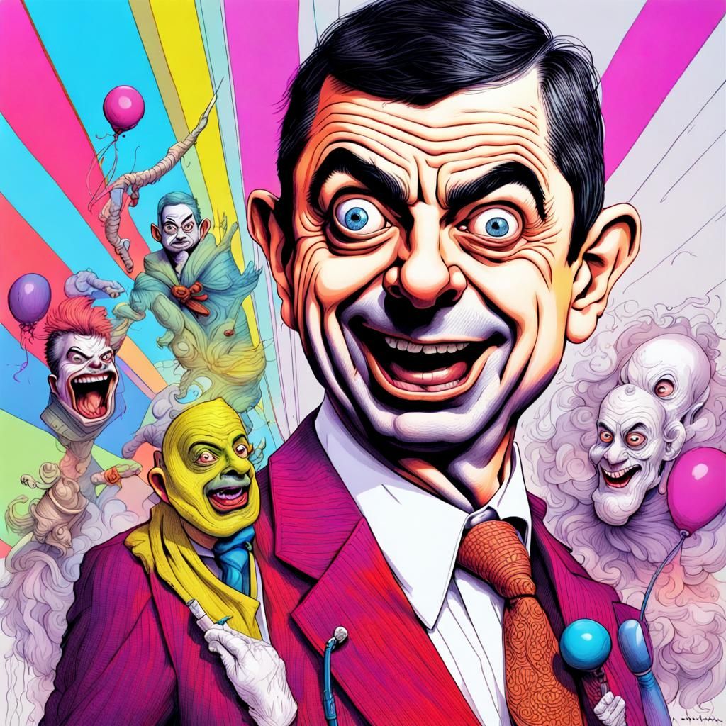Mr. Bean in Sci-Fi Horror Pen Drawing