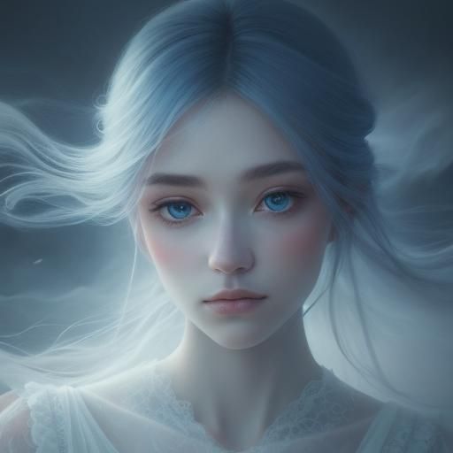Dreamlike Portrait in Fog: Serene Fantasy Art