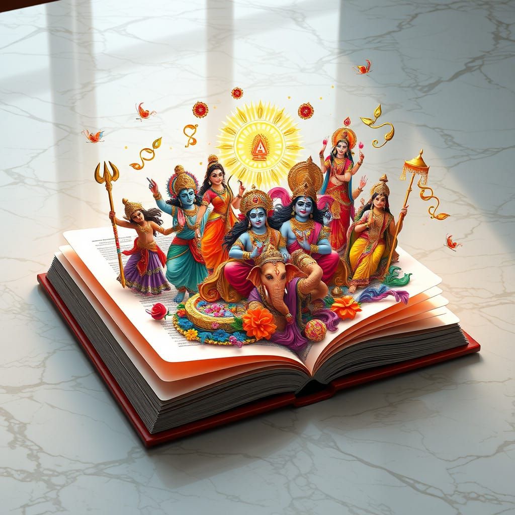 Hindu Deities Unite in Dazzling Doodle Art Scene