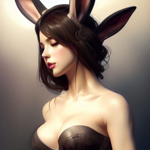 Woman with Bunny Ears in Hyperdetailed Digital Art