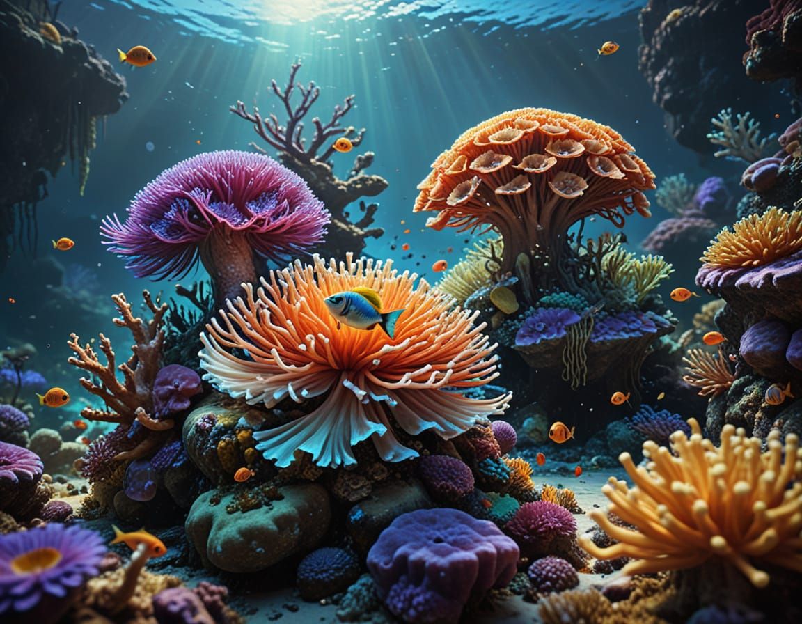 Vibrant Coral Reef in Splash Art Style
