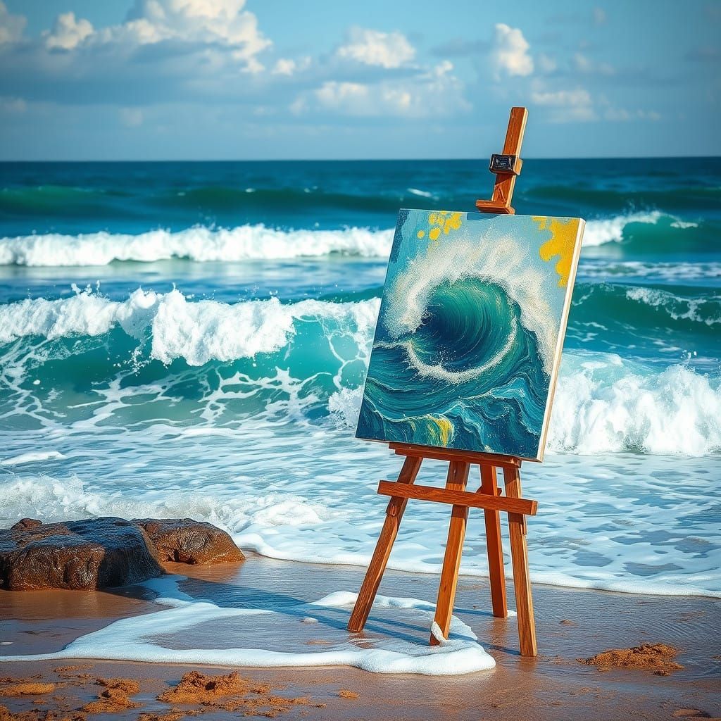 Artist Captures Ocean Waves on Canvas