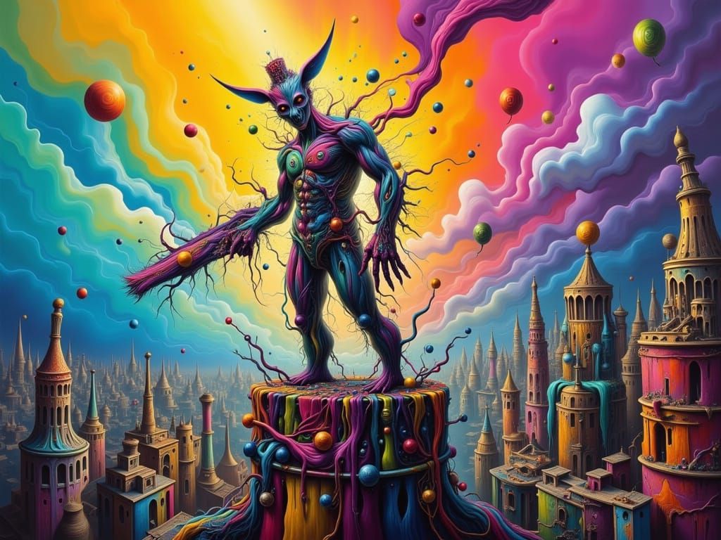 Villain Distorts Reality Over Chaotic Cityscape