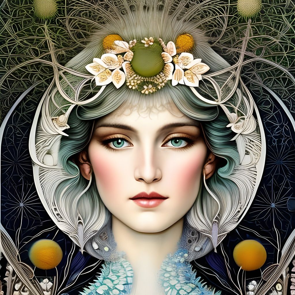 Off-White Beauty in Art Nouveau Style