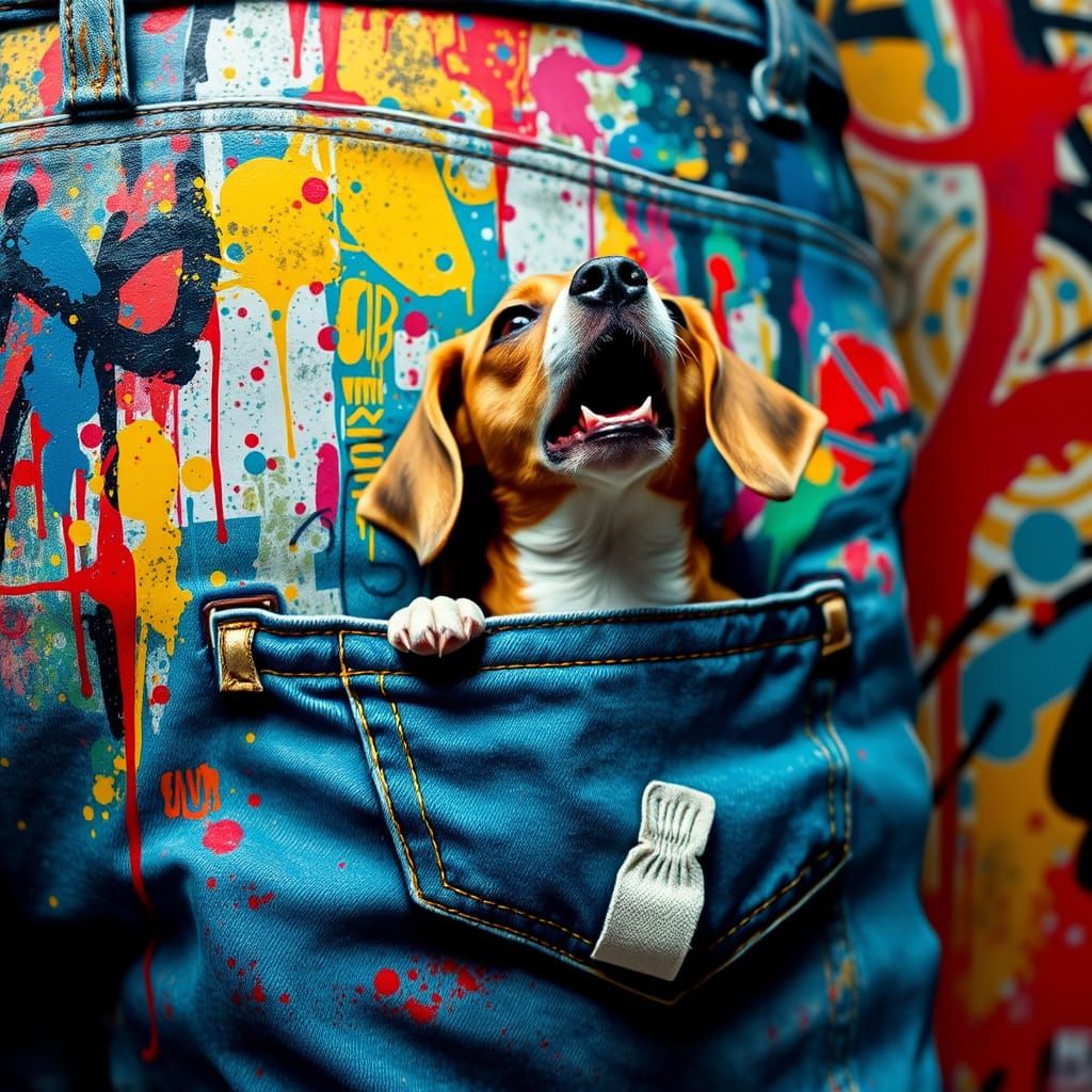 Vibrant Beagle Surrounded by Graffiti Art