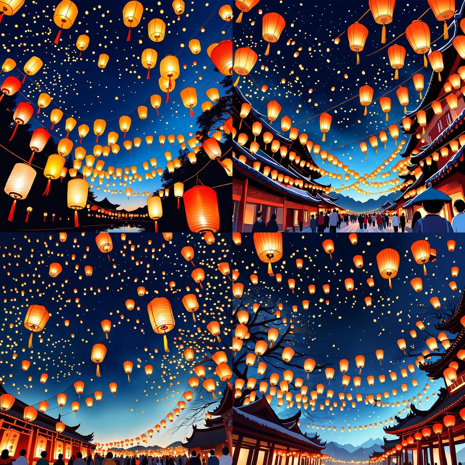 Kongming Lanterns Light Up the Night Sky