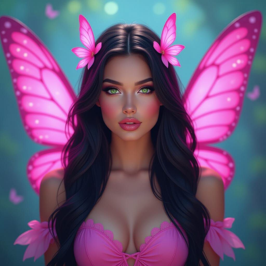 Sassy Fairy with Neon Wings: An Oil Painting