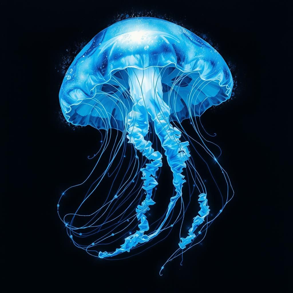 Bioluminescent Jellyfish in Dreamy Watercolor Style