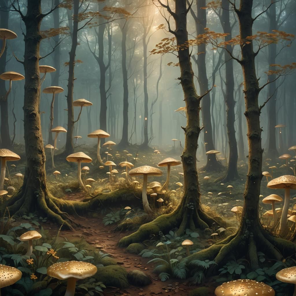Mystical Forest at Twilight: Romantic Fantasy Concept Art