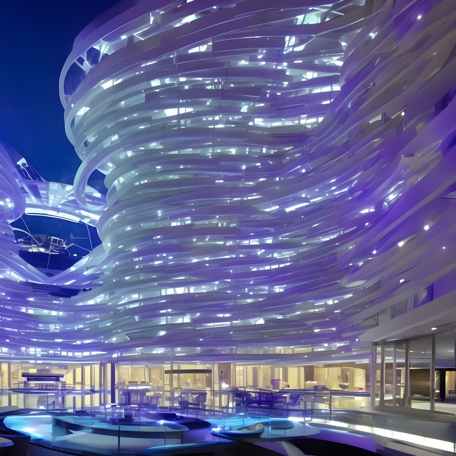 Futuristic Hotel with Galaxy City View