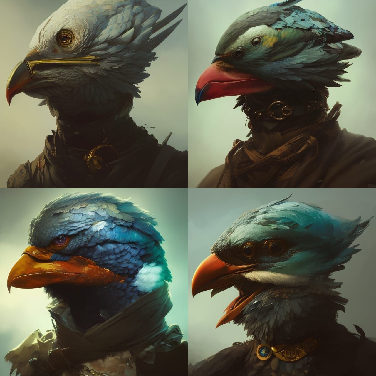 Aarakocra Head Portrait in Digital Art Style