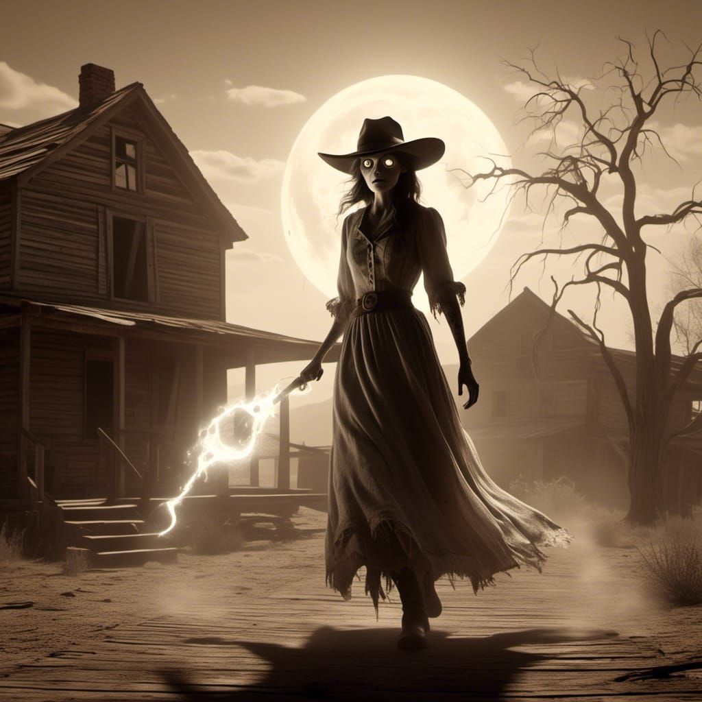 Ghostly Female Gunslinger in the Old West