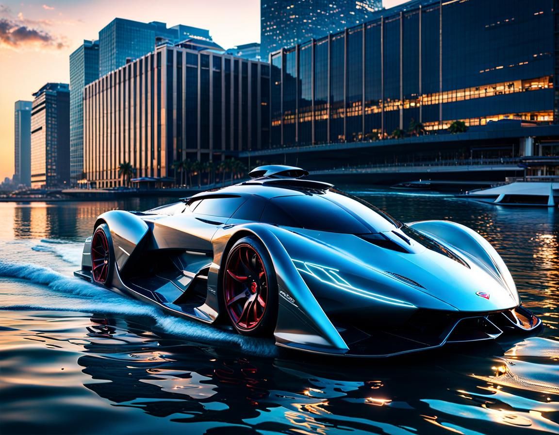 Advanced Amphibious Supercar for Aquatic Urban Exploration