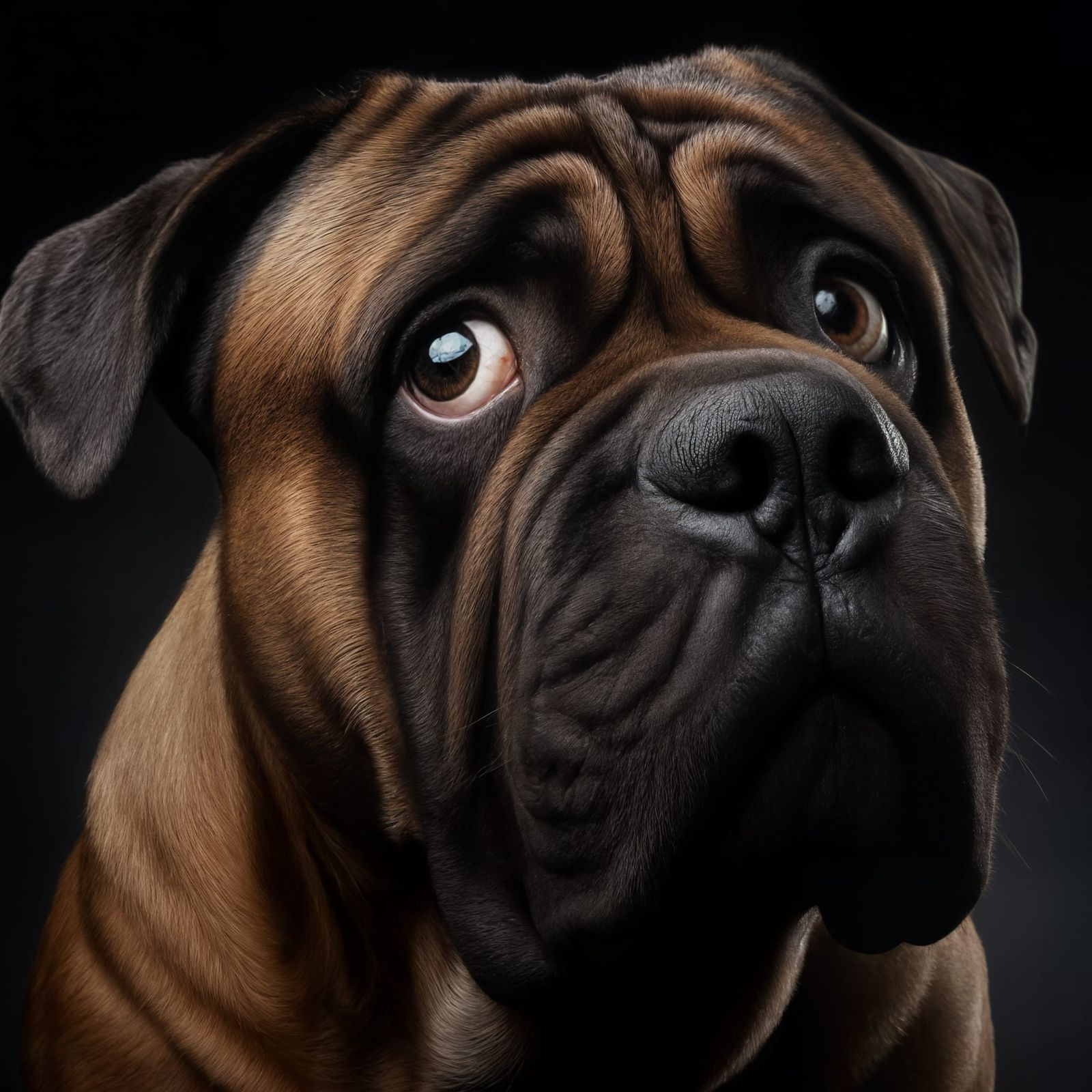 Comedic Close-up of Obese Bull Mastiff