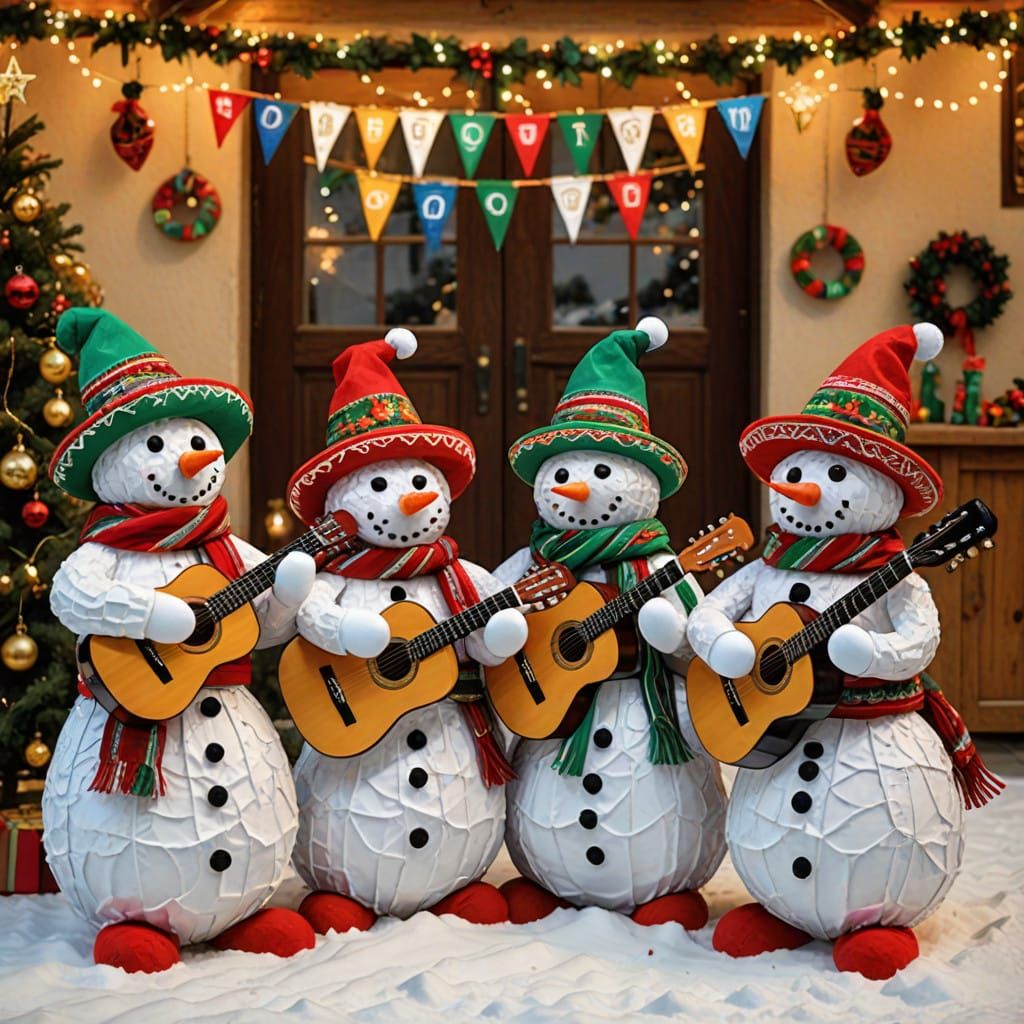 Vibrant Snowmen Party in Mexican Christmas Style
