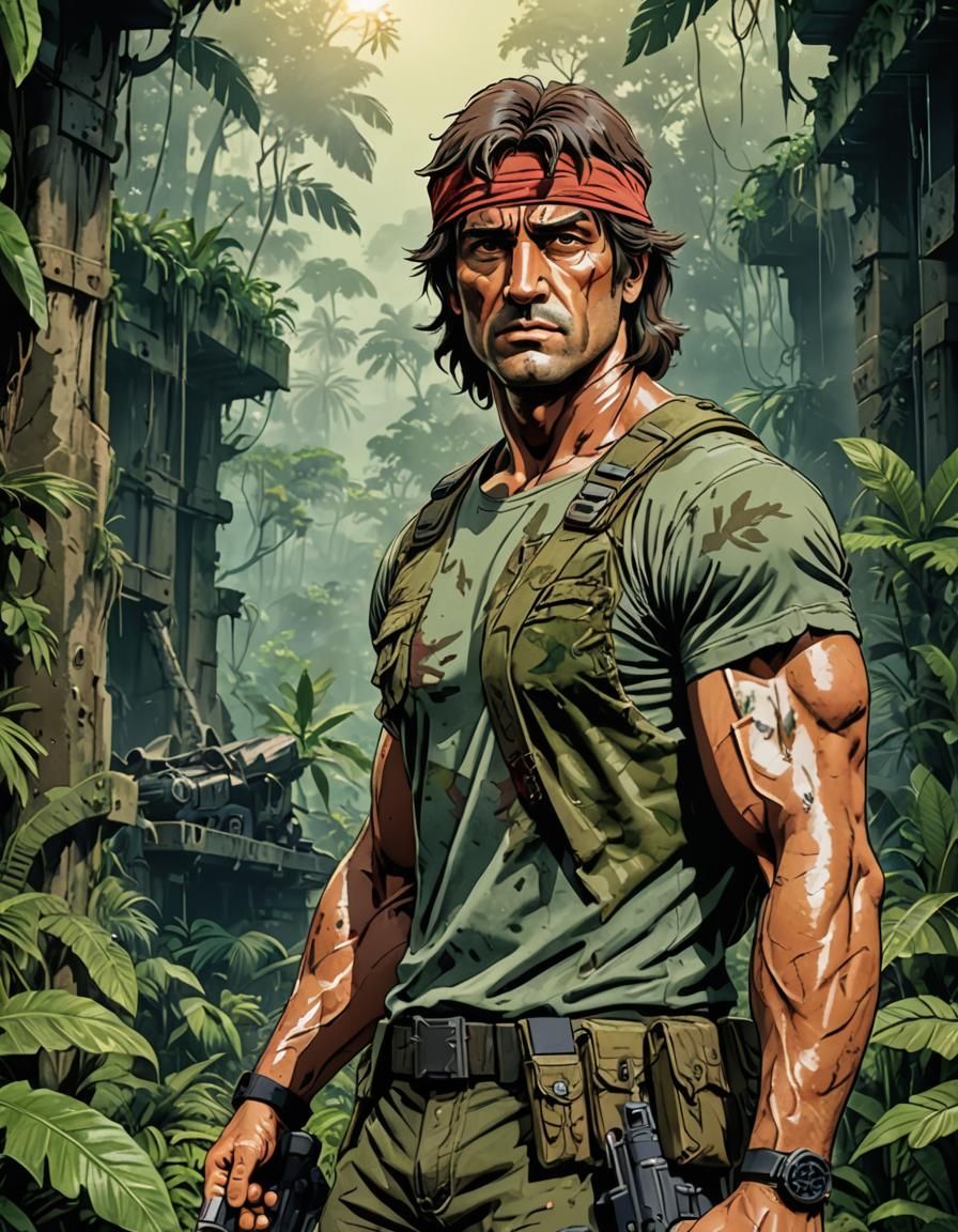 Anime Action Hero in Jungle Ruins