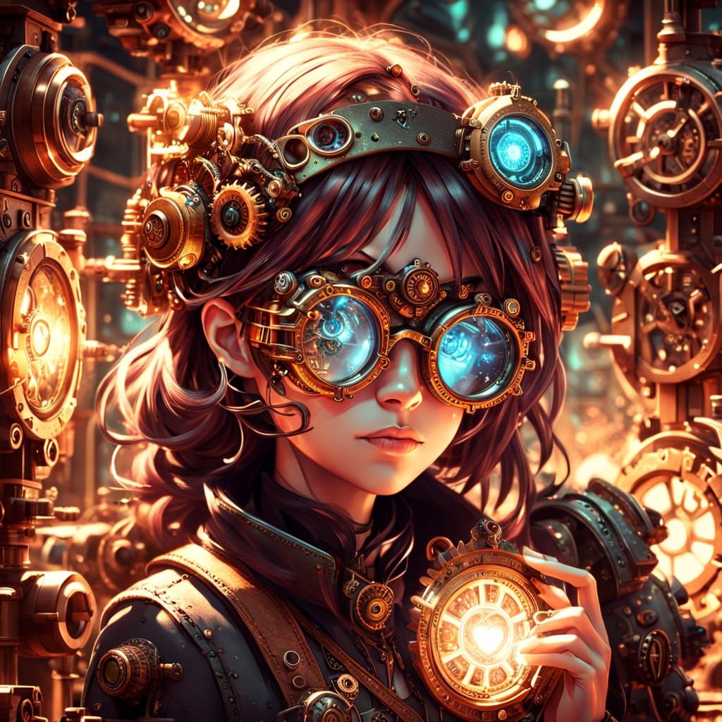 Steampunk Clockwork Heart in Whimsical Workshop