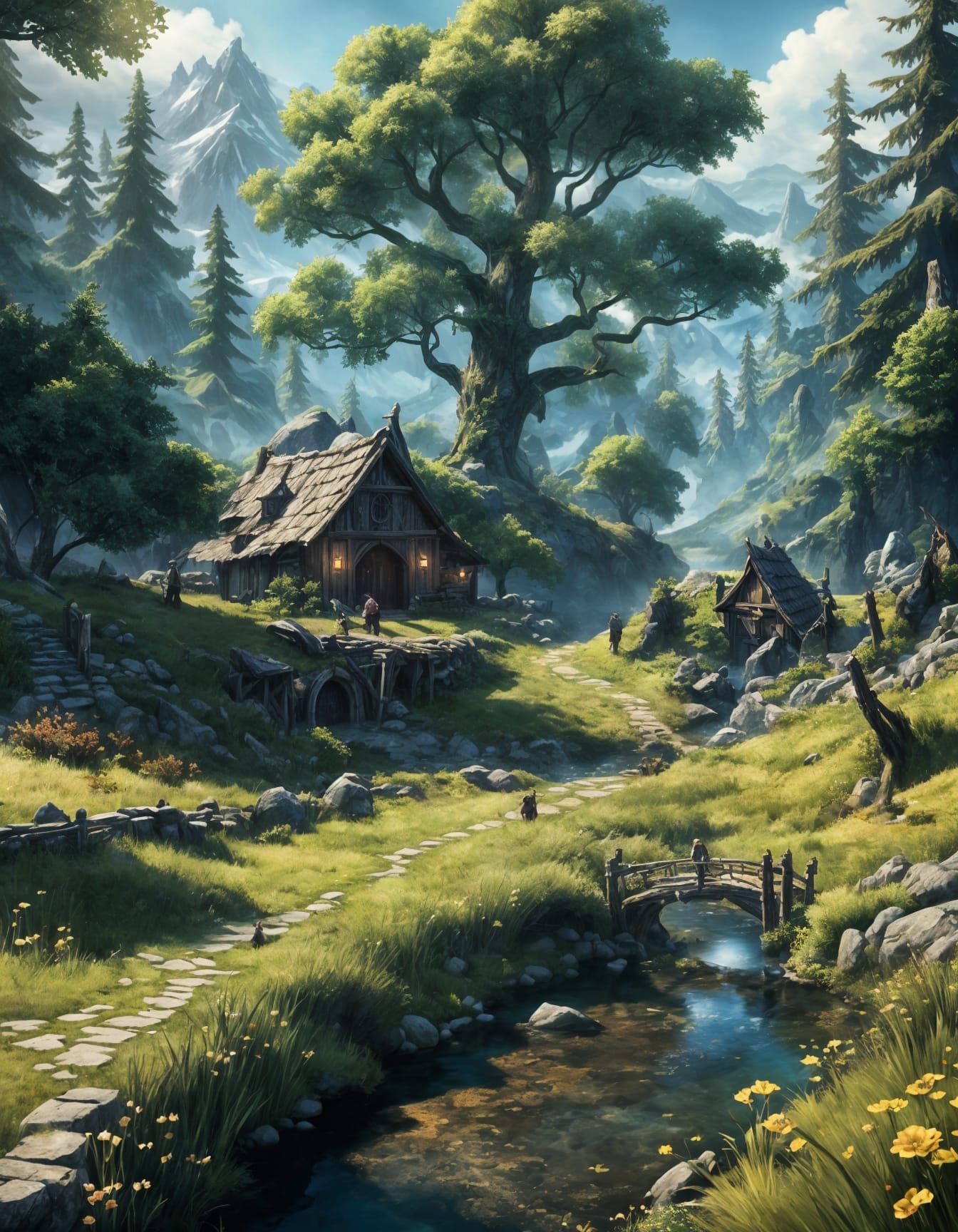 Idyllic Fantasy Landscape in RPG Style