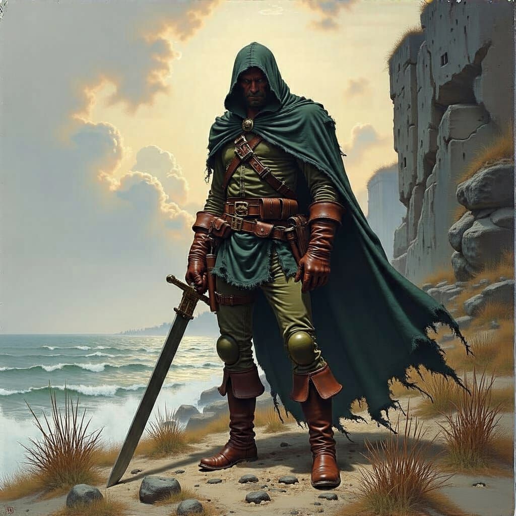 Grimdark Fantasy Landscape in Mort Künstler Style