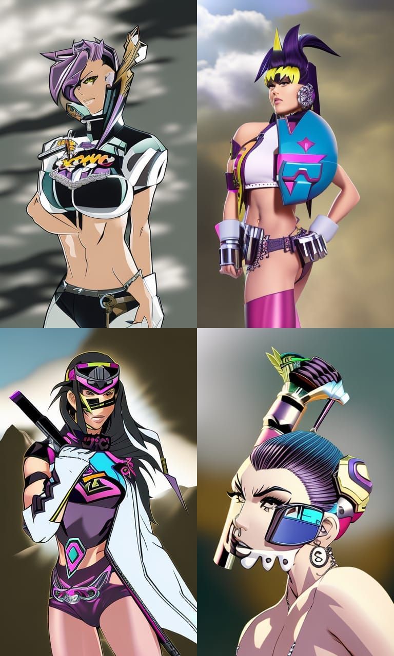 Anime Bodybuilder Rockstar Portrait in Japanese Comic Style