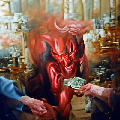 Corrupted God in Demonic Oil Painting