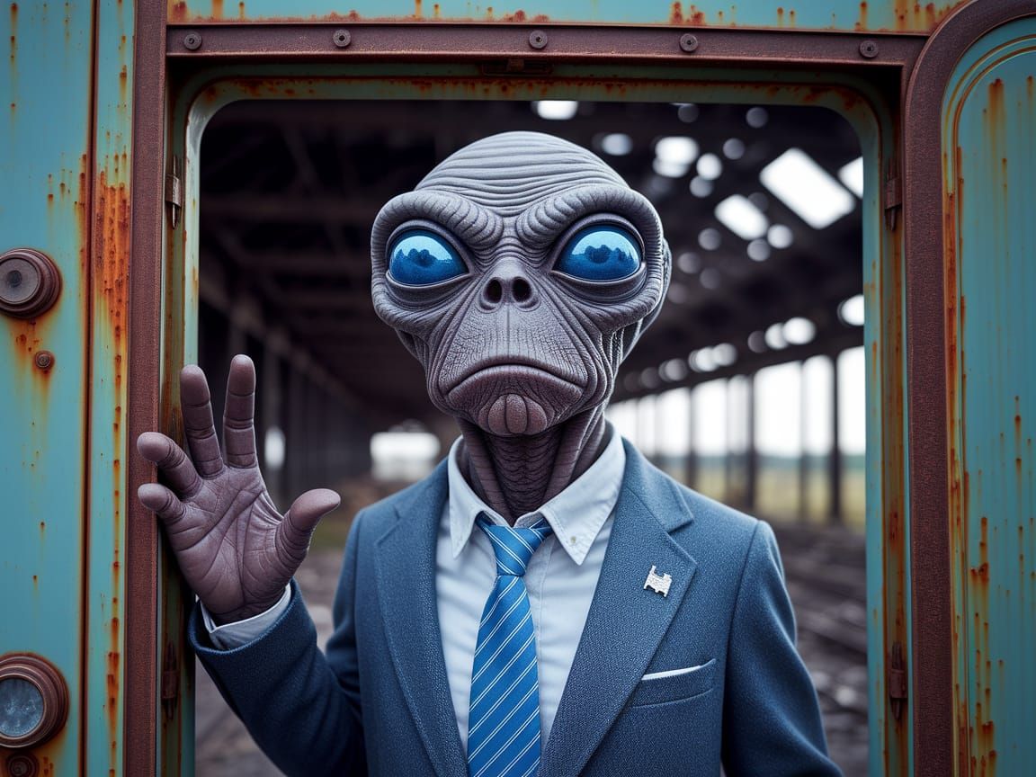 Funny Hyperrealistic Alien Portrait in Offbeat Sci-Fi Style