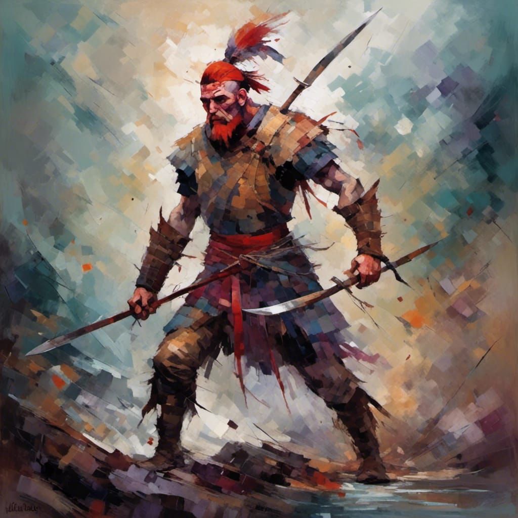 Epic Comic-Style Warrior Ready for Battle