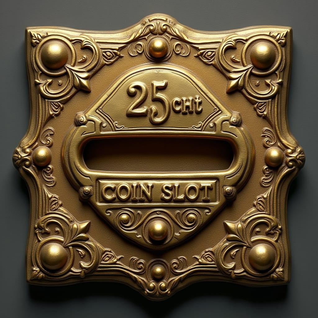 Ornate Antique Golden Brass Coin Slot Plate