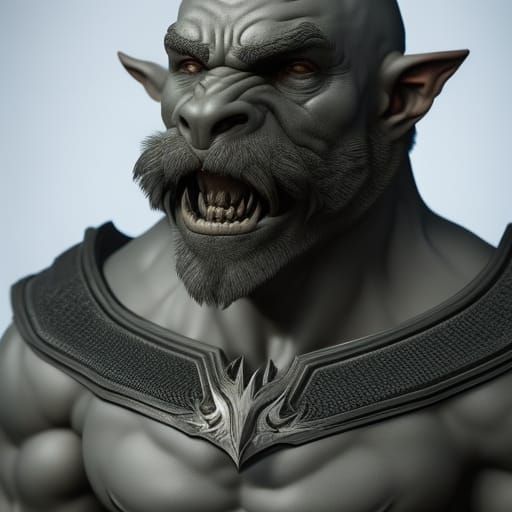 Detailed Orc Warrior Portrait in Dark Fantasy Style