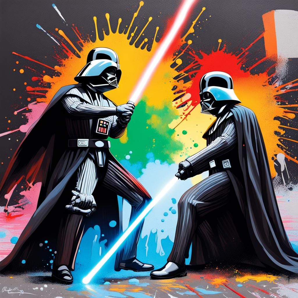 Darth Vader vs Luke Skywalker: Graffiti Art