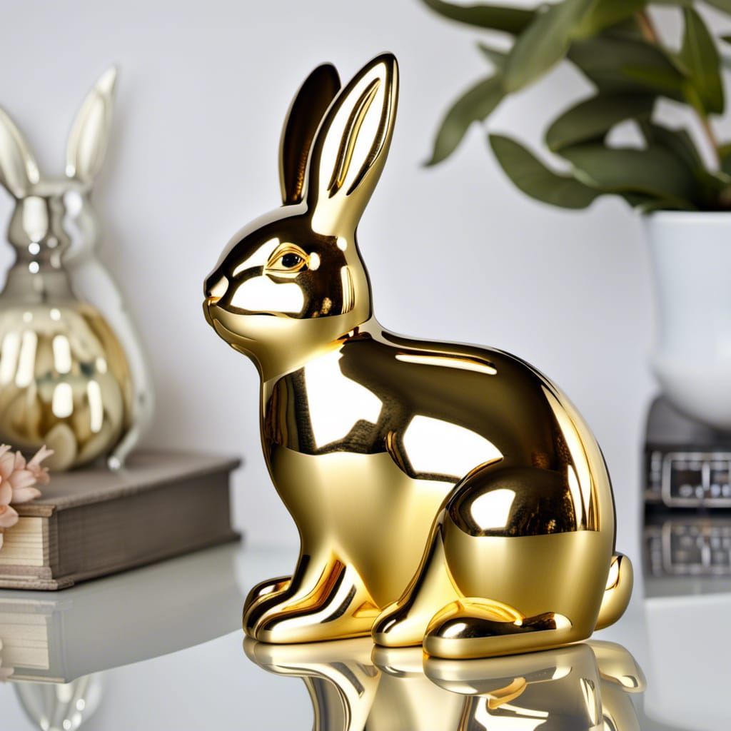 Gold Metal Mirror Finish Bunny