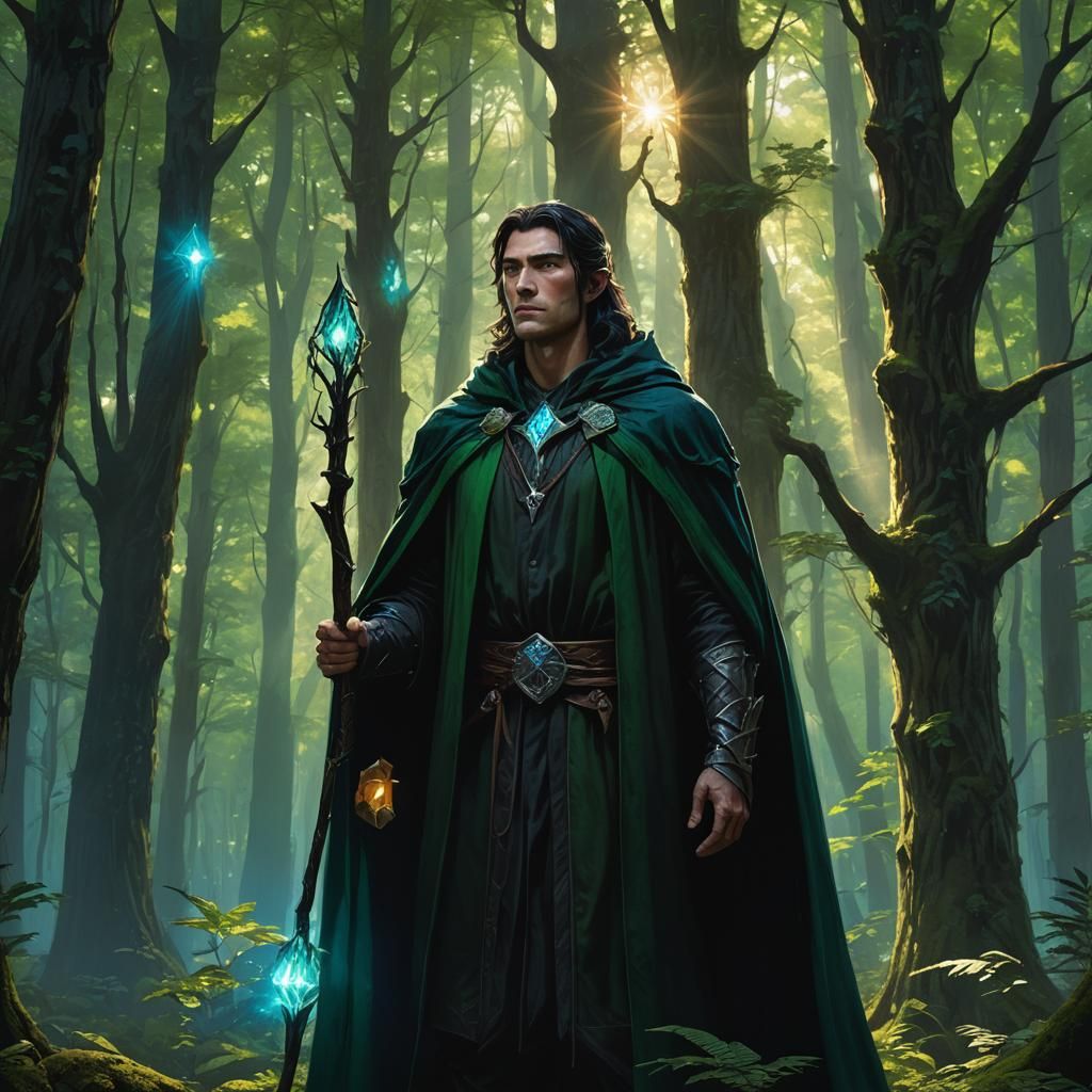 Druid in Forest, Fantasy Concept Art