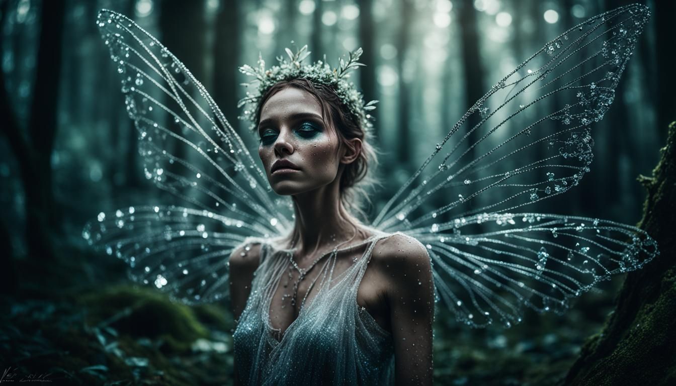 Crystalline Fairy Portrait in Enchanted Forest
