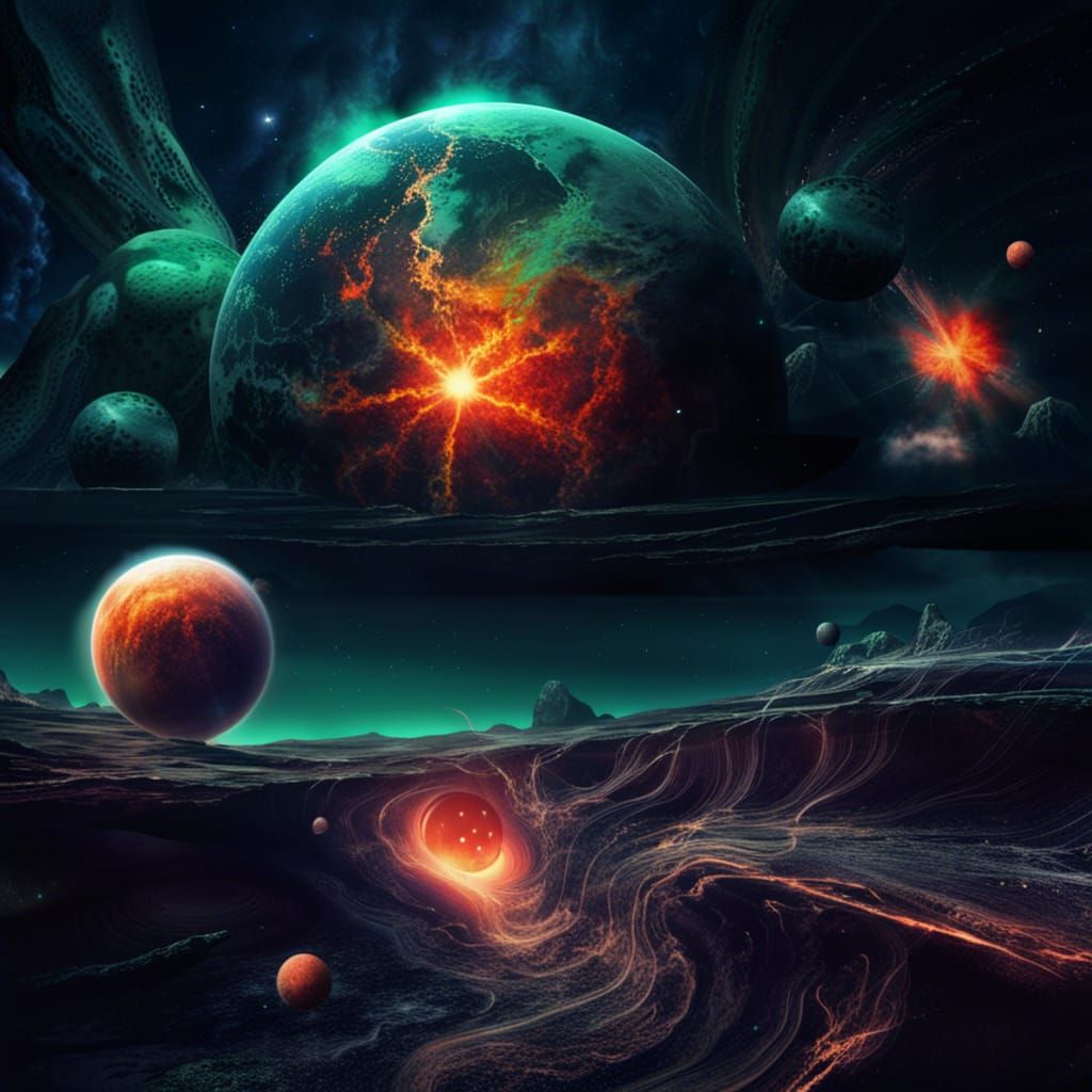 Radioactive Planet in Deep Space Landscape