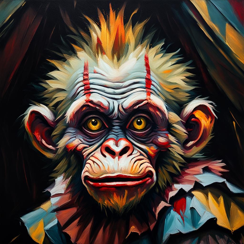Eerie Circus: Zombie Monkey Clown Toddler Portrait