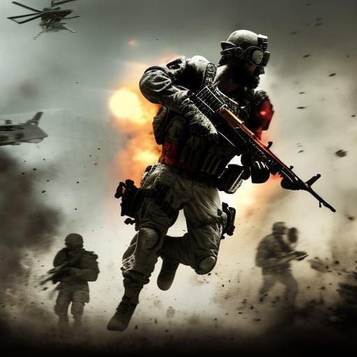 Modern Warfare Game Scene in 3D Cinematic Style