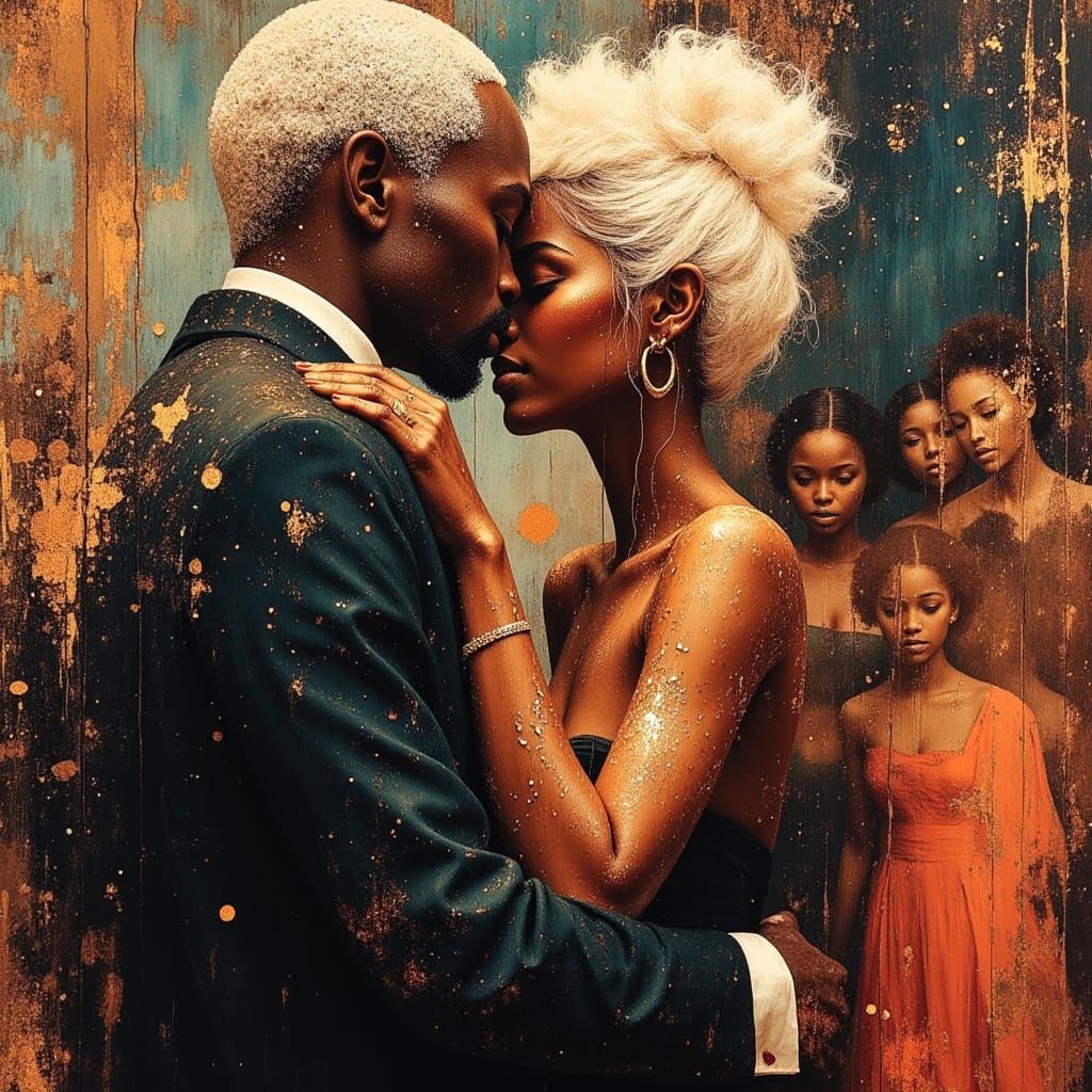 Elderly Man Dancing in Nightclub, Hyperrealistic Oil Paintin...