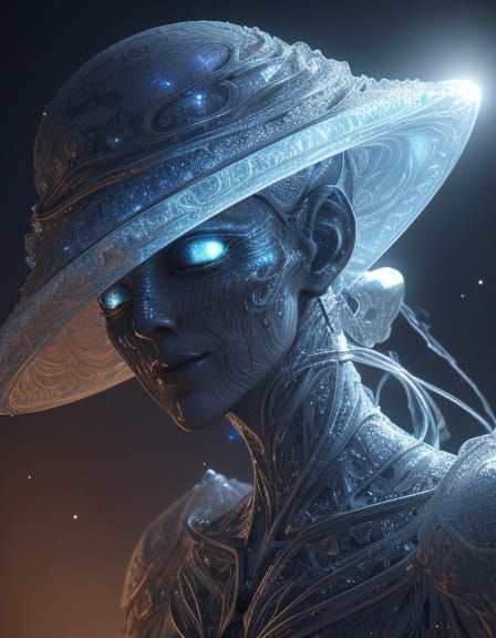 Alien in Cryosepulchral Setting: Celestial Digital Art