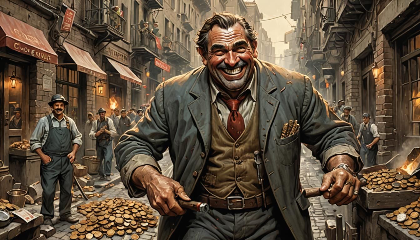 Victorian Era Satire: Finance Mogul Exploits Laborer