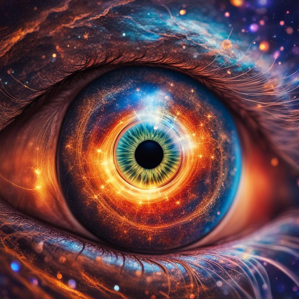 Eye Macro Reflecting Earth Creation in Astral Style