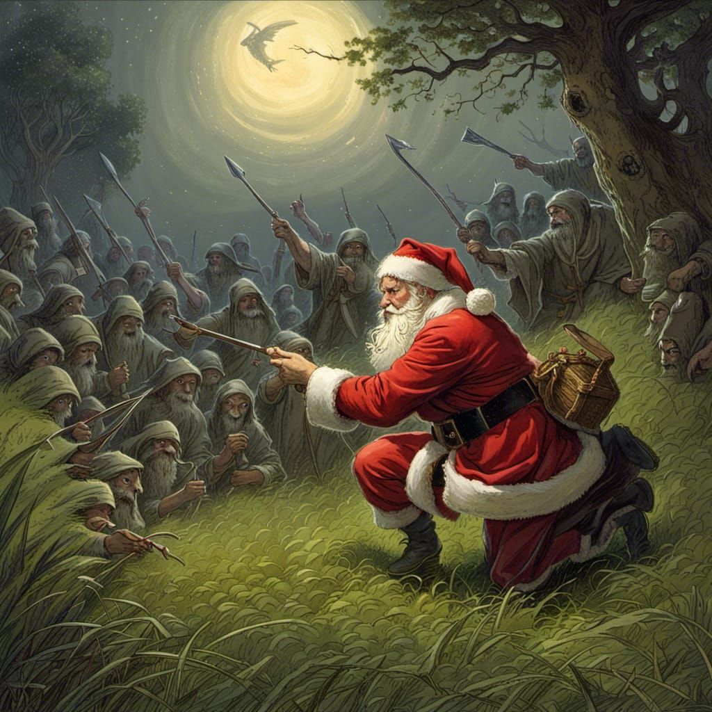 Santa Claus RPG Attack: A Darkly Humorous Scene