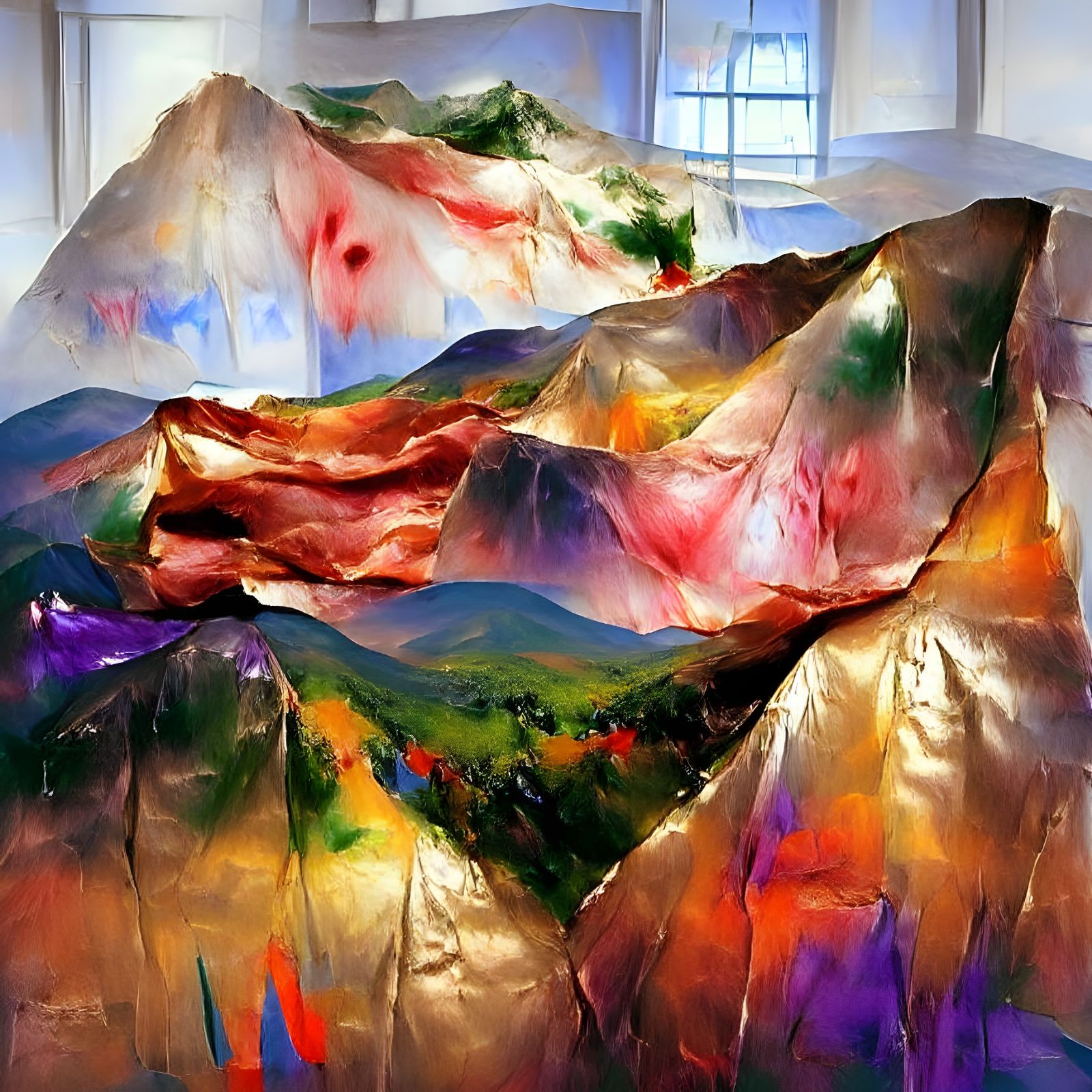 Colorful Mountain Landscape in Abstract Style