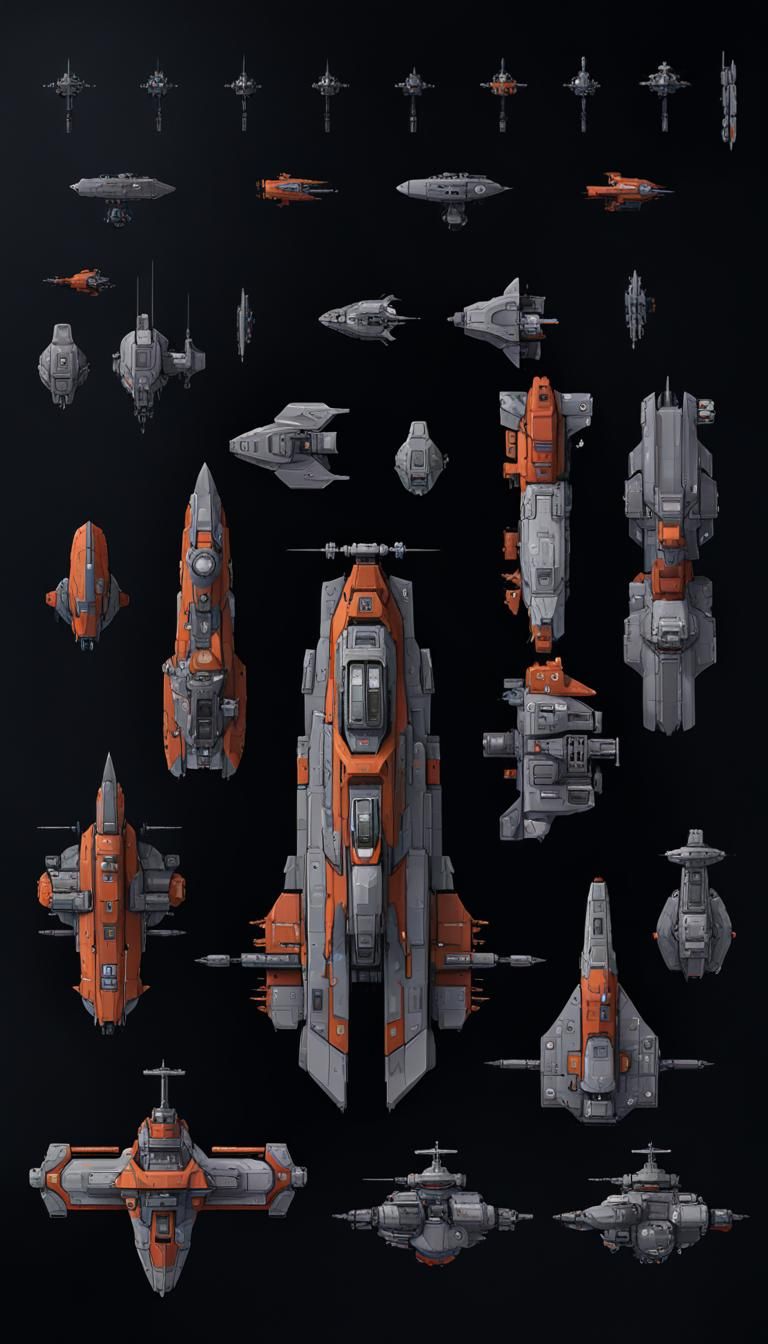2D Sci-Fi Battleship Game Asset Sheet