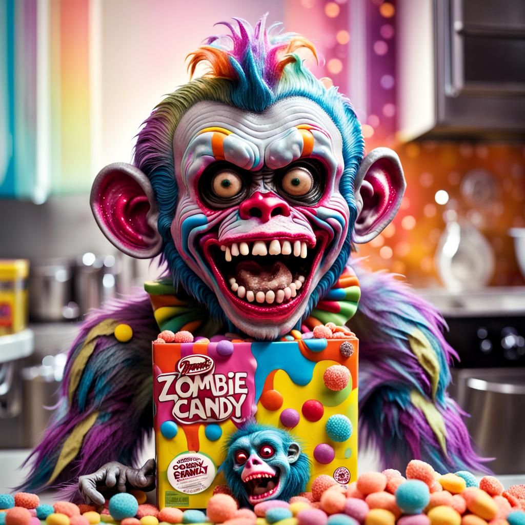 Candy Art Zombie Monkey Clown on Cereal Box