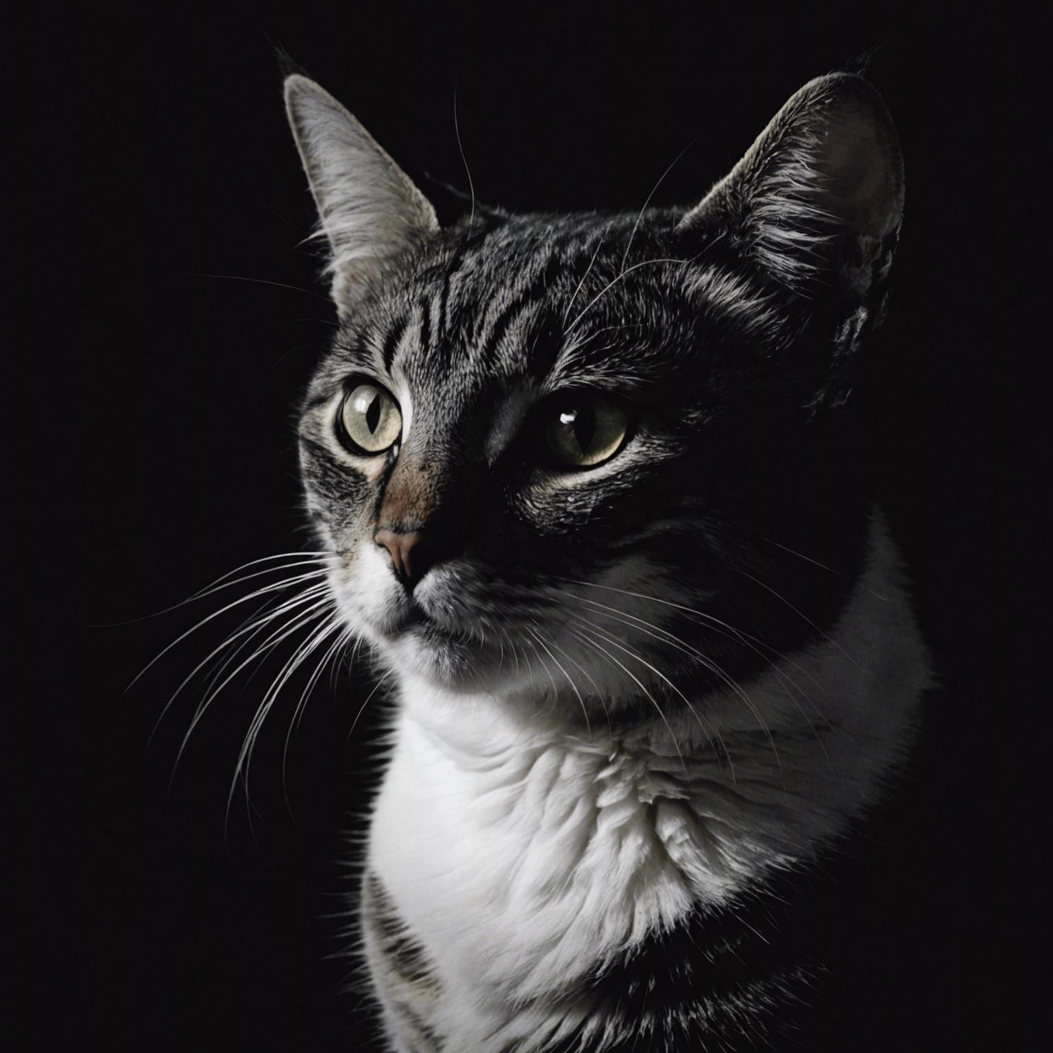 Empathetic Cat in Chiaroscuro Style